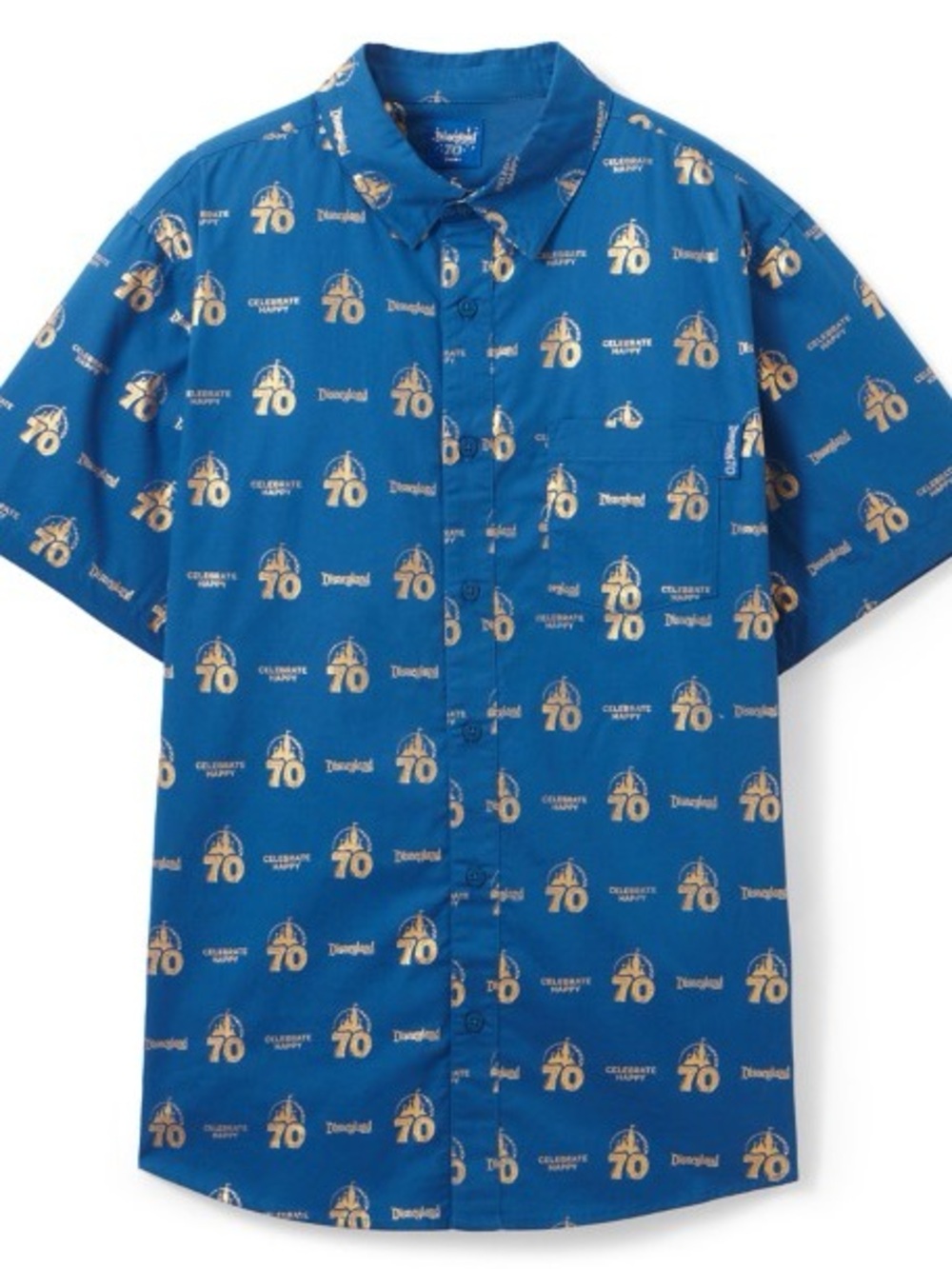 NWT 3X Disney 70th Anniversary Blue Short-Sleeve Button-Up Shirt